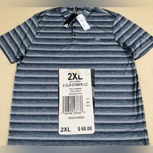 NEW..MEN 2XL ADIDAS 2 COLOR STRIPE GOLF POLO(BLACK/GRAY)
